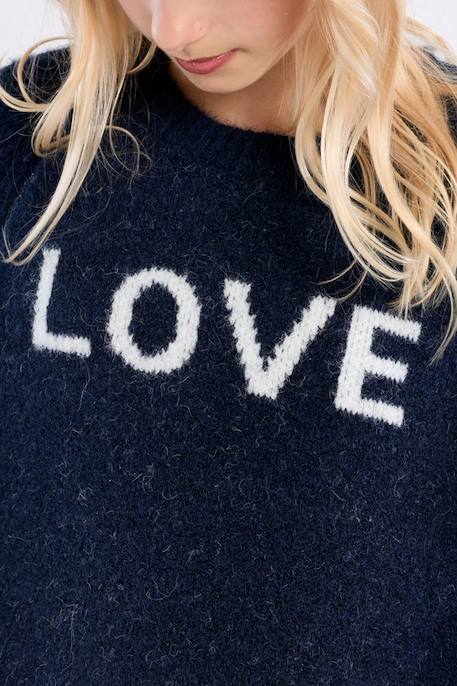 Pull en maille 'love' - fille Navy blue 2 - vertbaudet enfant 