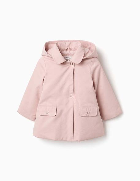Parka avec doublure et capuche amovible Rose clair 1 - vertbaudet enfant 