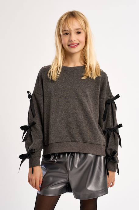 Sweat à nœuds fantaisie Dark grey 1 - vertbaudet enfant 