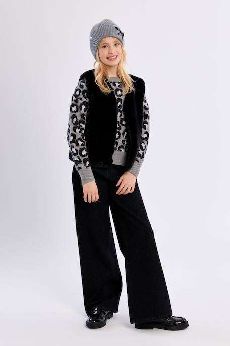 Veste sans manches en fausse fourrure Noir+Rose 3 - vertbaudet enfant 