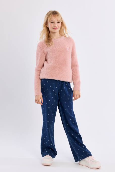 Pull duveteux, cœur brodé Old pink 3 - vertbaudet enfant 