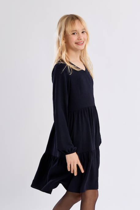 Robe mi-longue, multi-volants Navy blue 1 - vertbaudet enfant 