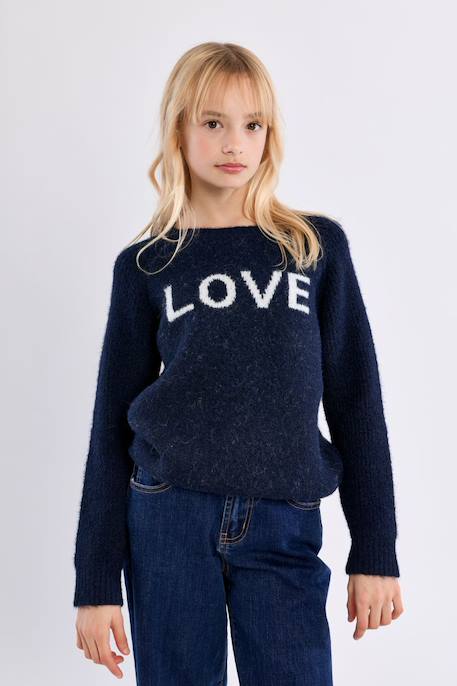 Pull en maille 'love' Navy blue 5 - vertbaudet enfant 