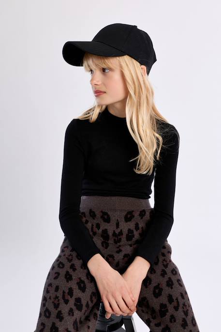 Top manches longues col montant Noir+Offwhite 4 - vertbaudet enfant 