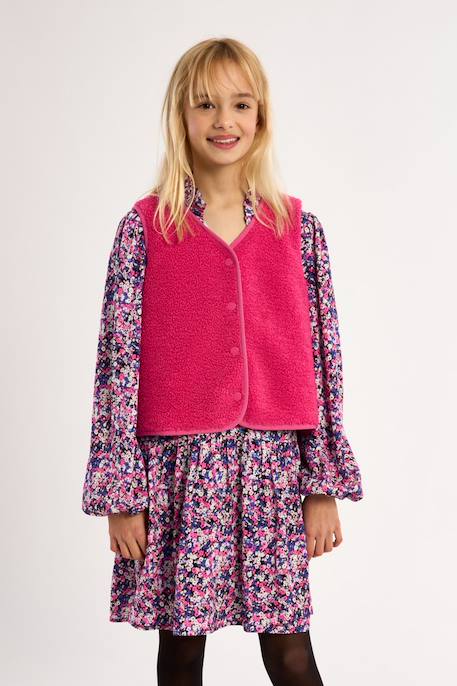 Veste sans manches, imitation mouton Fuchsia+Khaki+Noir+Offwhite 1 - vertbaudet enfant 