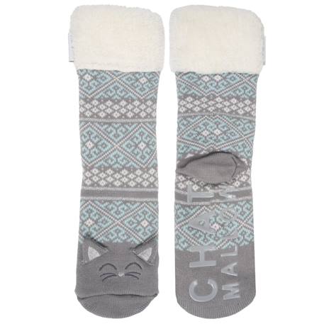 Chaussettes d'intérieur maille jacquard, picots antidérapants Jacquard gris 2 - vertbaudet enfant 