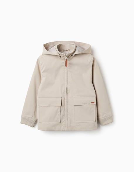 Veste avec doublure et capuche amovible Beige clair+Bleu 1 - vertbaudet enfant 