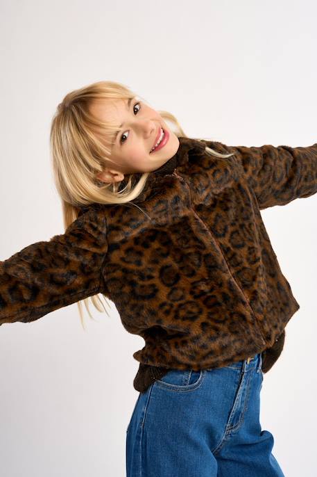 Veste zippée en fausse fourrure Chocolate 1 - vertbaudet enfant 