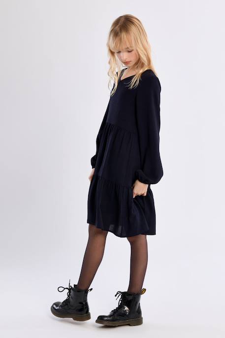 Robe mi-longue, multi-volants Navy blue 3 - vertbaudet enfant 