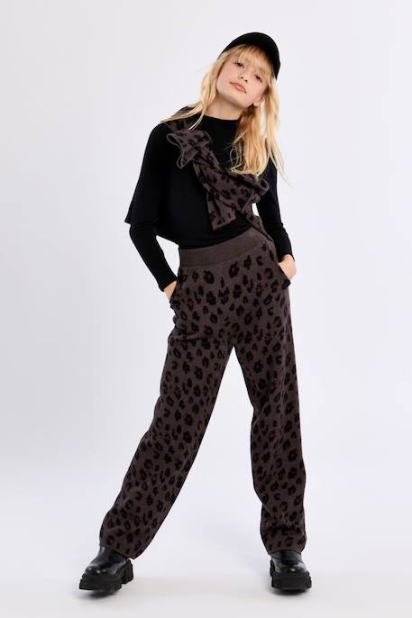 Pantalon en maille, imprimé animalier Dark grey 1 - vertbaudet enfant 