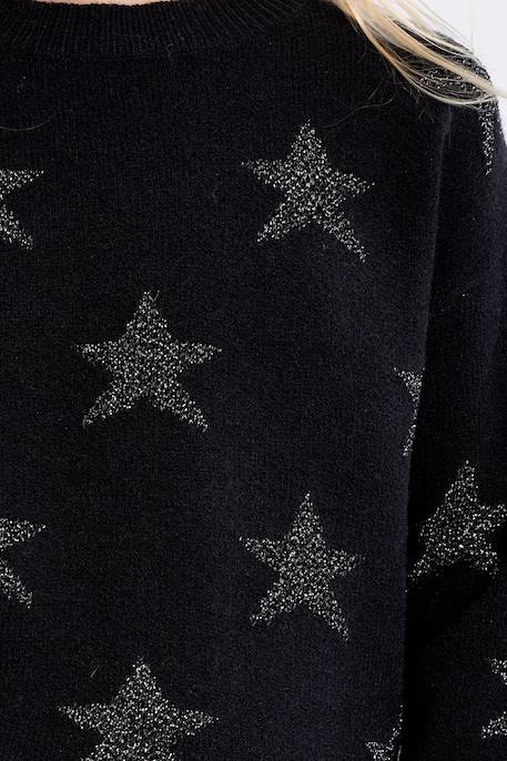 Pull en maille à motifs étoiles Mauve+Noir+Purple 8 - vertbaudet enfant 