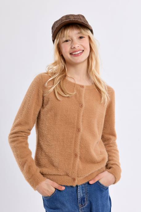 Cardigan duveteux Camel+Jaune+Noir+Old pink 1 - vertbaudet enfant 