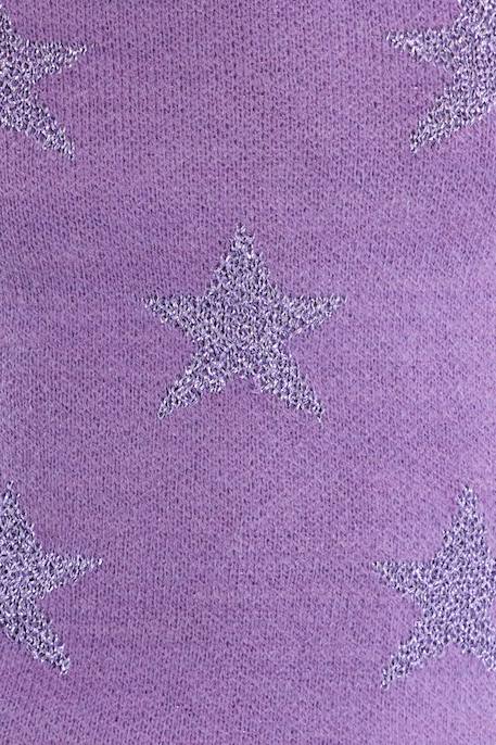 Pull en maille à motifs étoiles - fille Mauve+Noir+Purple 13 - vertbaudet enfant 