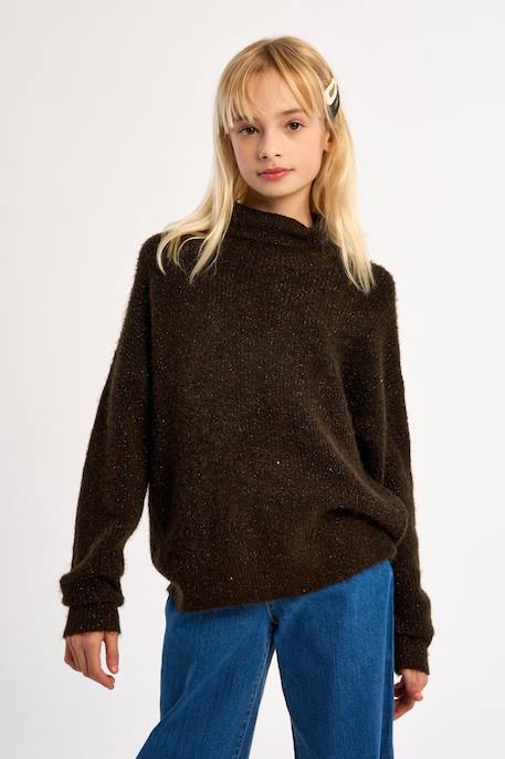 Pull en maille col roulé - fille Chocolate 1 - vertbaudet enfant 