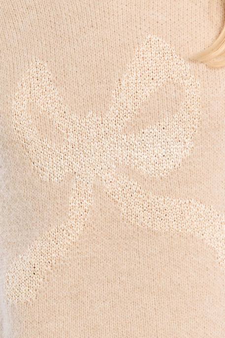 Pull en maille, motif nœud Beige+Khaki 2 - vertbaudet enfant 