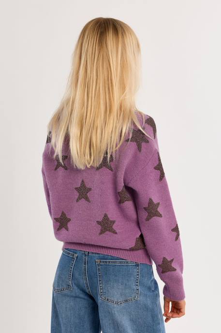 Pull en maille à motifs étoiles Mauve+Noir+Purple 5 - vertbaudet enfant 