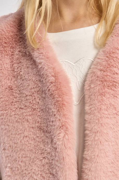 Veste sans manches en fausse fourrure - fille Noir+Rose 7 - vertbaudet enfant 