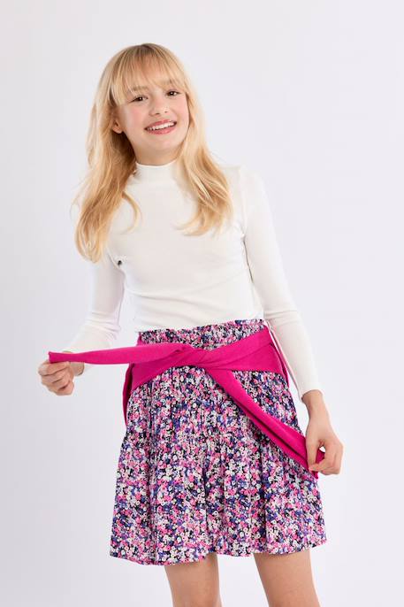 Top manches longues col montant - fille Noir+Offwhite 9 - vertbaudet enfant 