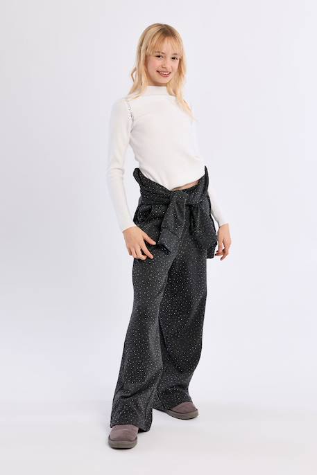 Pull en maille, détail strass - fille Blanc 3 - vertbaudet enfant 