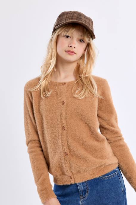 Cardigan duveteux Camel+Jaune+Noir+Old pink 5 - vertbaudet enfant 