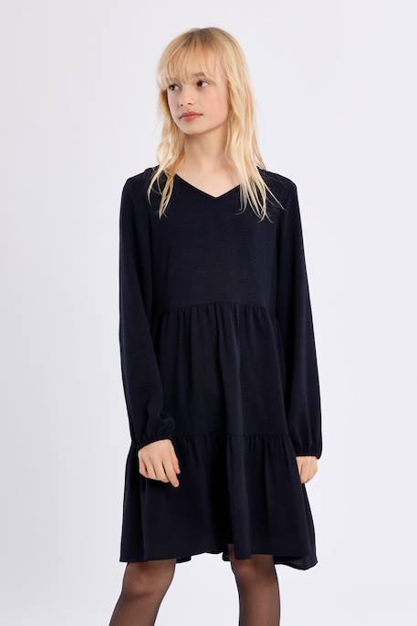 Robe mi-longue, multi-volants - fille Navy blue 5 - vertbaudet enfant 
