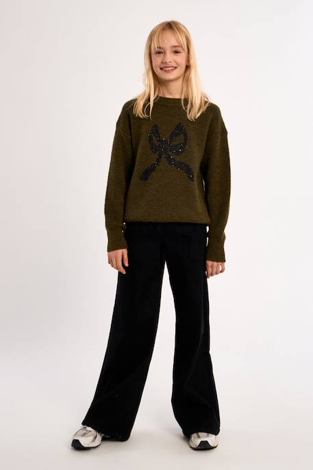 Pull en maille, motif nœud Beige+Khaki 8 - vertbaudet enfant 