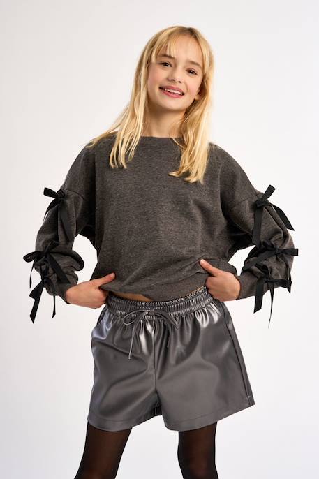 Short noué, effet simili-cuir Gun metal 6 - vertbaudet enfant 