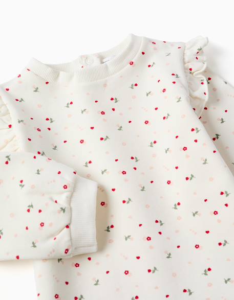 Ensemble en coton peigné avec imprimé fleuri Blanc 3 - vertbaudet enfant 