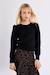 Pull en maille, épaules froncées - fille Noir+Offwhite 1 - vertbaudet enfant 