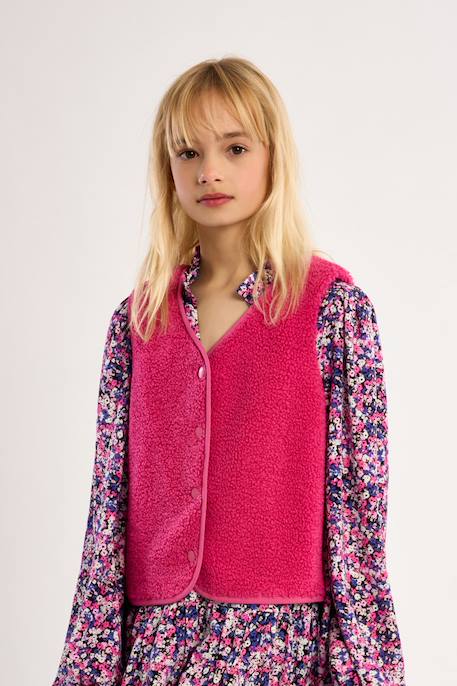 Veste sans manches, imitation mouton - fille Fuchsia+Khaki+Noir+Offwhite 5 - vertbaudet enfant 
