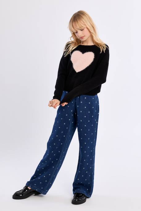 Pull en maille, motif cœur Noir+Offwhite 3 - vertbaudet enfant 