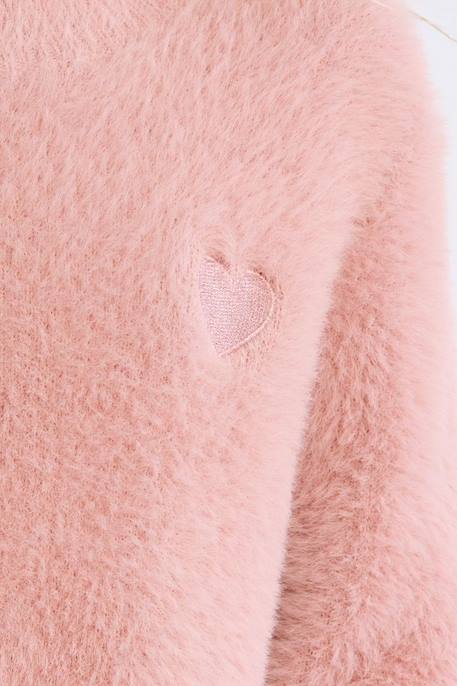 Pull duveteux, cœur brodé Old pink 2 - vertbaudet enfant 