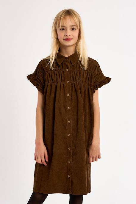 Robe chemise à fronces Chocolate 1 - vertbaudet enfant 