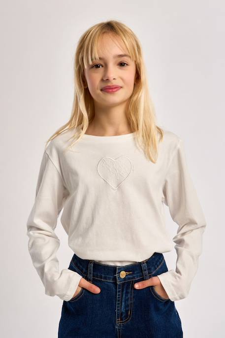 T-shirt manches longues, détail dentelle Blanc 4 - vertbaudet enfant 