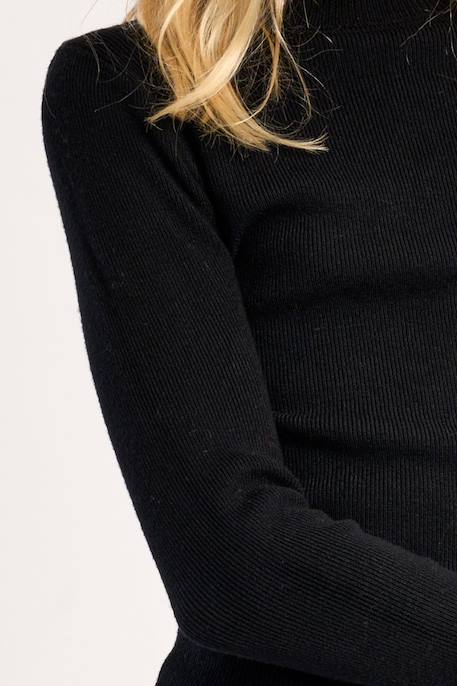 Pull en maille, col rond - fille Chocolate+Noir 8 - vertbaudet enfant 
