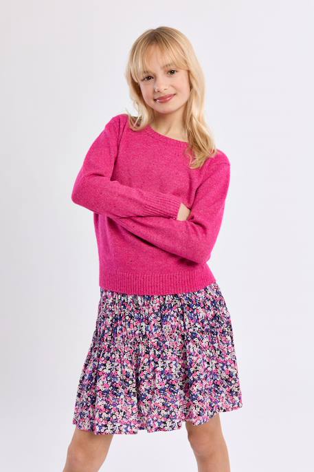 Pull en maille, parsemé de sequins Fuchsia 1 - vertbaudet enfant 