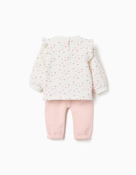 Ensemble en coton peigné avec imprimé fleuri Blanc 2 - vertbaudet enfant 