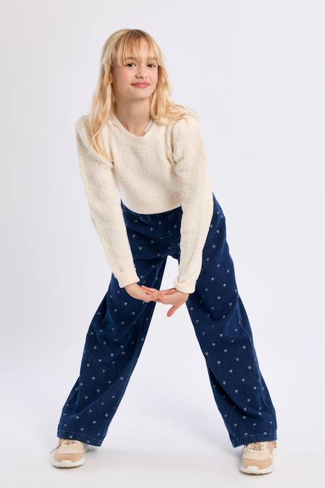 Pull en maille, épaules froncées - fille Noir+Offwhite 6 - vertbaudet enfant 