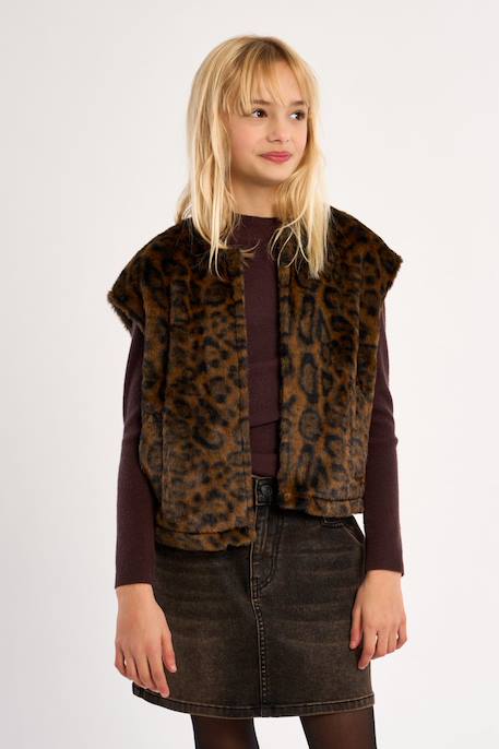 Veste sans manches en fausse fourrure Chocolate 1 - vertbaudet enfant 