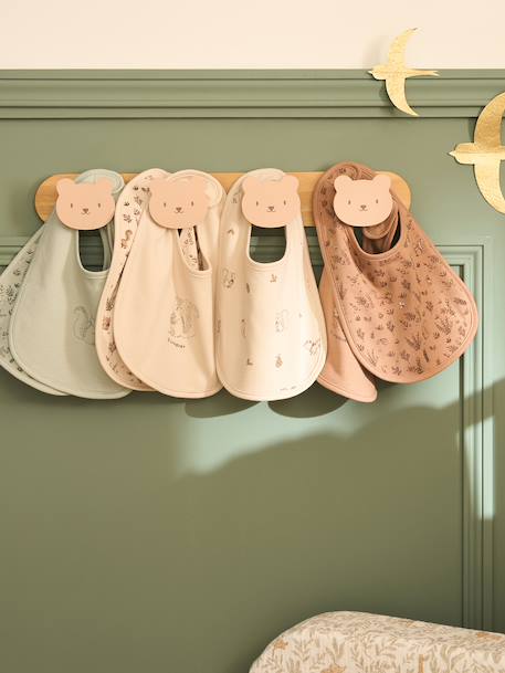 Lot 7 bavoirs naissance en coton bio* Babylone+Hérisson+Nutty+rose pâle+Tanzanie+vert d'eau 19 - vertbaudet enfant 