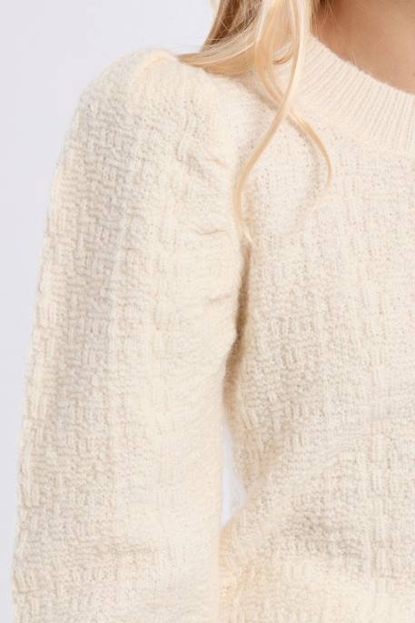 Pull en maille, épaules froncées - fille Noir+Offwhite 8 - vertbaudet enfant 
