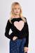 Pull en maille, motif cœur - fille Noir+Offwhite 5 - vertbaudet enfant 