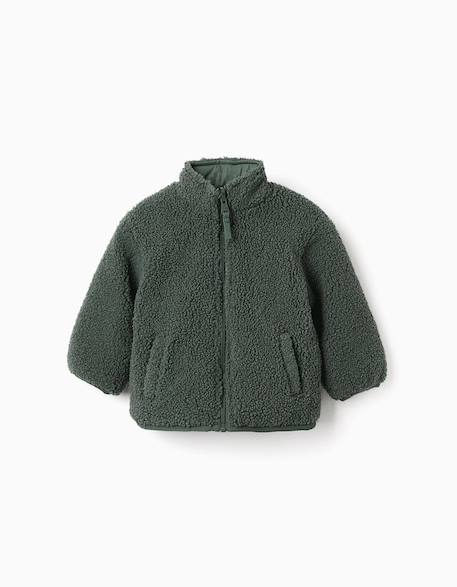 Doudoune réversible avec sherpa Vert foncé 1 - vertbaudet enfant 