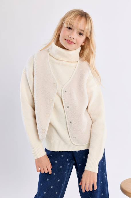 Veste sans manches, imitation mouton Fuchsia+Khaki+Noir+Offwhite 20 - vertbaudet enfant 