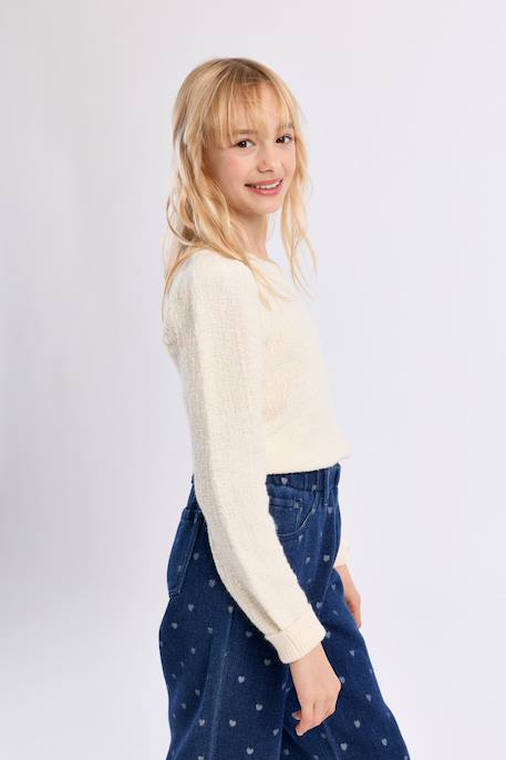 Pull en maille, épaules froncées Offwhite 2 - vertbaudet enfant 