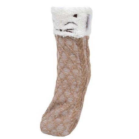 Chaussettes d'intérieur maille torsadée, picots antidérapants Beige chiné 1 - vertbaudet enfant 