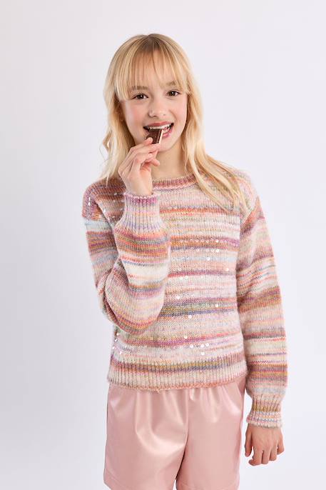Pull en maille tie-dye Rose 5 - vertbaudet enfant 
