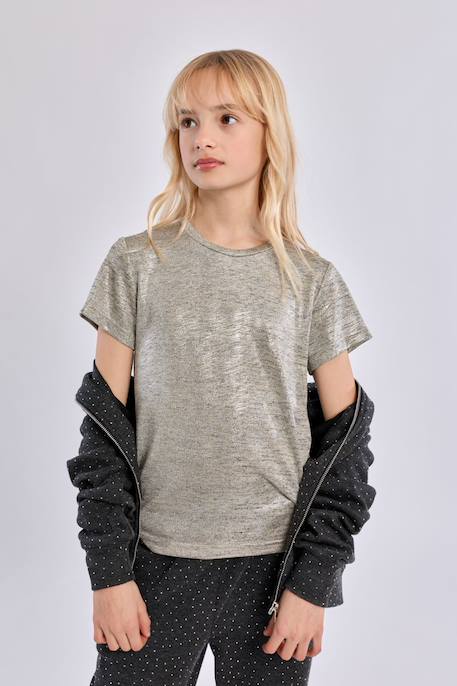 T-shirt manches courtes irisé Beige 5 - vertbaudet enfant 