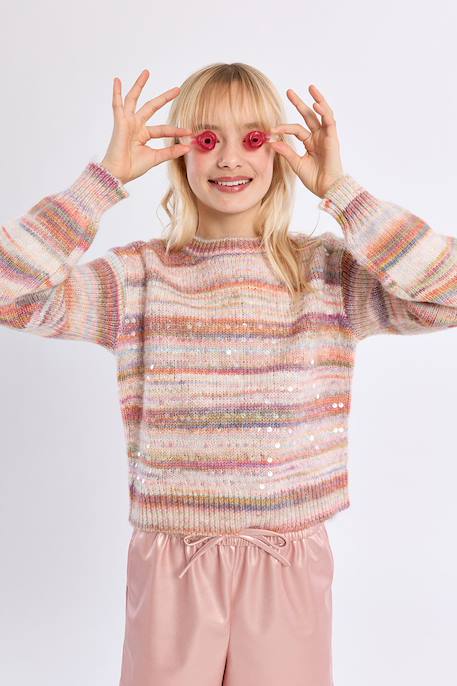 Pull en maille tie-dye Rose 1 - vertbaudet enfant 