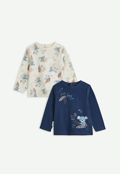 Lot de 2 t-shirts bébé manches longues mathéo Bleu 1 - vertbaudet enfant 